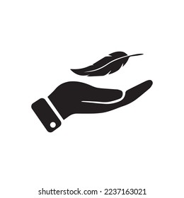 Feder auf der Hand, Vektorsymbol