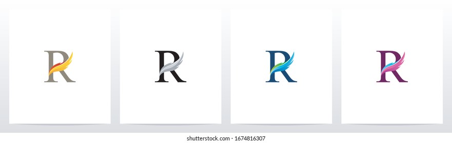 Feather On Letter Logo Design R