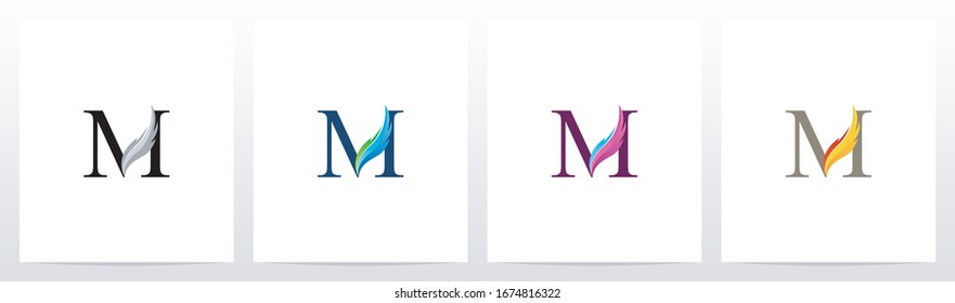 Feather On Letter Logo Design M