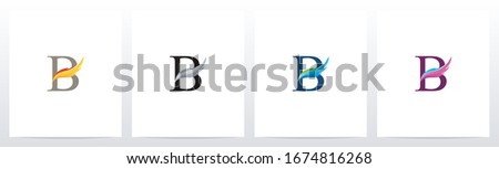 Feather On Letter Logo Design B