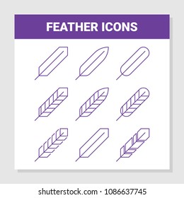 Feather Outline Flat Icons