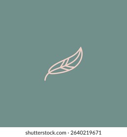 Feather outline style logo vector illustration. represent softness, lightness and comfort. simple and modern style icon.