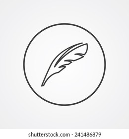 feather outline thin symbol, dark on white background, logo editable, creative template 
