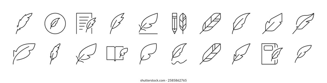 Feather Pack of Thin Icons. Editable Stroke. Suitable for Web Sites, Books, Cards, Apps