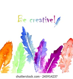 Feather painted live watercolor paint for your project