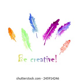 Feather painted live watercolor paint for your project