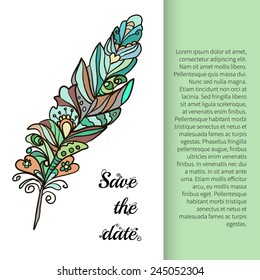 Feather  painted in the style ornament for your design