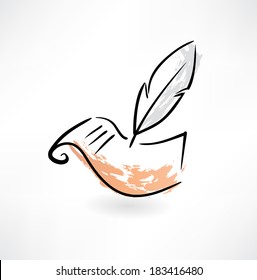 feather and paper grunge icon