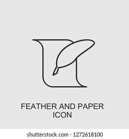 feather and paper icon . Editable line feather and paper icon from company. Trendy feather and paper icon for web and mobile.