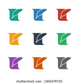 feather and paper icon white background. Editable filled feather and paper icon from company. Trendy feather and paper icon for web mobile.