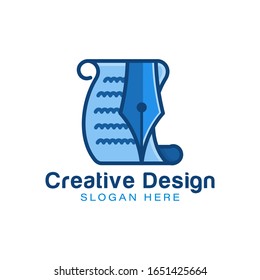 plumas y papel logo Ideas. Diseño con logo inspirador. Ilustración de vectores de plantilla. Aislado En Fondo Blanco