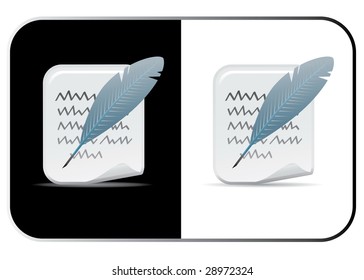 Feather and Paper Vector Icon Set. Lumi Series.
