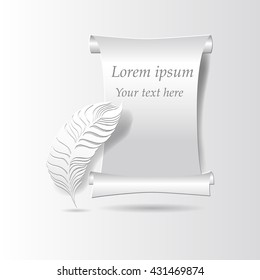 Feather and parchment. Vector stock.