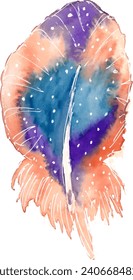 Feather pastel watercolor art, galactic theme.
