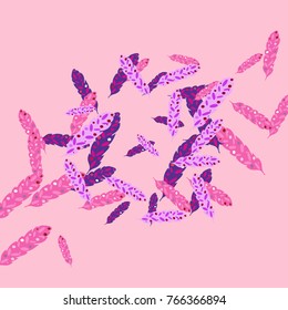 Feather pattern background. Vector illustration for decoration of holidays, postcards, posters, websites, carnivals, birthday and children's parties.