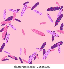 Feather pattern background. Vector illustration for decoration of holidays, postcards, posters, websites, carnivals, birthday and children's parties.