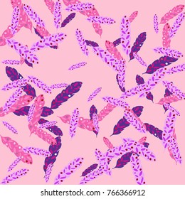 Feather pattern background. Vector illustration for decoration of holidays, postcards, posters, websites, carnivals, birthday and children's parties.