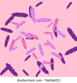 Feather pattern background. Vector illustration for decoration of holidays, postcards, posters, websites, carnivals, birthday and children's parties.