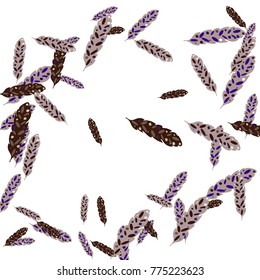 Feather pattern background. Vector illustration for decoration of holidays, postcards, posters, websites, carnivals, birthday and children's parties.