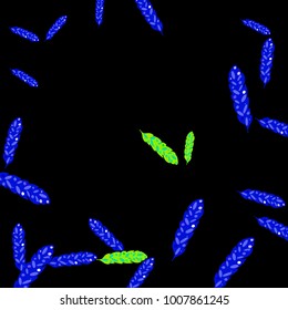 Feather Pattern, bright colorful background, cute and fun decoration. Black background. Vector illustration for celebration, party, carnival, festive holiday and Your project.