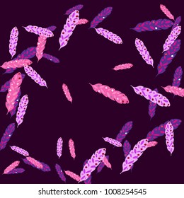 Feather Pattern, bright colorful background, cute and fun decoration. Vector illustration for celebration, party, carnival, festive holiday and Your project.