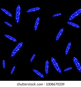 Feather Pattern, bright colorful background, cute and fun decoration. Black background. Vector illustration for celebration, party, carnival, festive holiday and Your project.