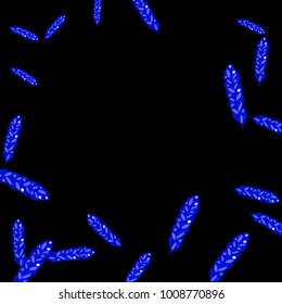 Feather Pattern, bright colorful background, cute and fun decoration. Black background. Vector illustration for celebration, party, carnival, festive holiday and Your project.