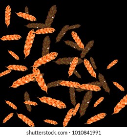 Feather Pattern, bright colorful background, cute and fun decoration. Black background. Vector illustration for celebration, party, carnival, festive holiday and Your project.