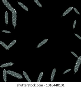 Feather Pattern, bright colorful background, cute and fun decoration. Black background. Vector illustration for celebration, party, carnival, festive holiday and Your project.