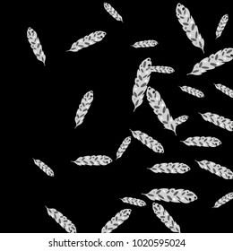 Feather Pattern, bright colorful background, cute and fun decoration. Black background. Vector illustration for celebration, party, carnival, festive holiday and Your project.