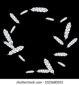 Feather Pattern, bright colorful background, cute and fun decoration. Black background. Vector illustration for celebration, party, carnival, festive holiday and Your project.