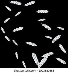 Feather Pattern, bright colorful background, cute and fun decoration. Black background. Vector illustration for celebration, party, carnival, festive holiday and Your project.
