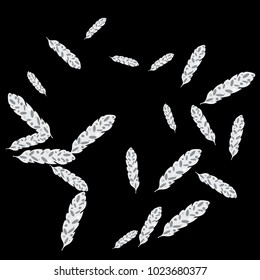 Feather Pattern, bright colorful background, cute and fun decoration. Black background. Vector illustration for celebration, party, carnival, festive holiday and Your project.