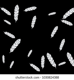 Feather Pattern, bright colorful background, cute and fun decoration. Black background. Vector illustration for celebration, party, carnival, festive holiday and Your project.