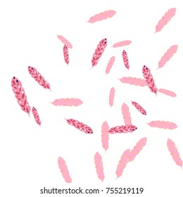Feather Pattern, bright colorful background, cute and fun decoration. Vector illustration for celebration, party, carnival, festive holiday and Your project.