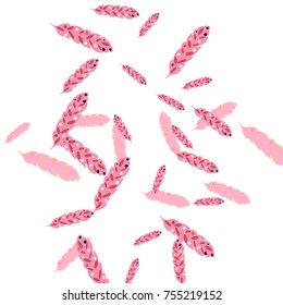 Feather Pattern, bright colorful background, cute and fun decoration. Vector illustration for celebration, party, carnival, festive holiday and Your project.