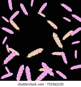 Feather Pattern, bright colorful background, cute and fun decoration. Vector illustration for celebration, party, carnival, festive holiday and Your project. Black background