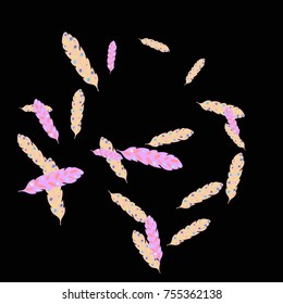 Feather Pattern, bright colorful background, cute and fun decoration. Vector illustration for celebration, party, carnival, festive holiday and Your project. Black background