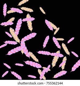 Feather Pattern, bright colorful background, cute and fun decoration. Vector illustration for celebration, party, carnival, festive holiday and Your project. Black background