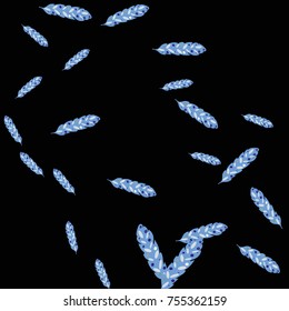 Feather Pattern, bright colorful background, cute and fun decoration. Vector illustration for celebration, party, carnival, festive holiday and Your project. Black background
