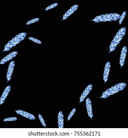 Feather Pattern, bright colorful background, cute and fun decoration. Vector illustration for celebration, party, carnival, festive holiday and Your project. Black background