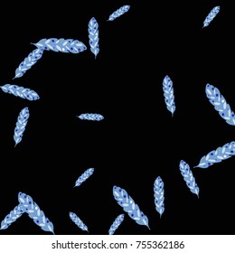 Feather Pattern, bright colorful background, cute and fun decoration. Vector illustration for celebration, party, carnival, festive holiday and Your project. Black background
