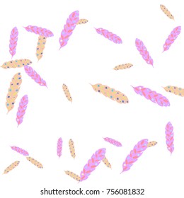 Feather Pattern, bright colorful background, cute and fun decoration. Vector illustration for celebration, party, carnival, festive holiday and Your project. 