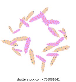 Feather Pattern, bright colorful background, cute and fun decoration. Vector illustration for celebration, party, carnival, festive holiday and Your project. 