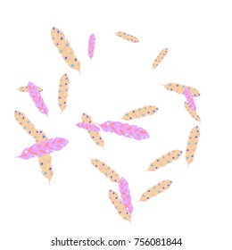 Feather Pattern, bright colorful background, cute and fun decoration. Vector illustration for celebration, party, carnival, festive holiday and Your project. 
