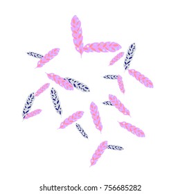 Feather Pattern, bright colorful background, cute and fun decoration. Vector illustration for celebration, party, carnival, festive holiday and Your project.