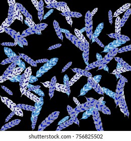 Feather Pattern, bright colorful background, cute and fun decoration. Vector illustration for celebration, party, carnival, festive holiday and Your project.