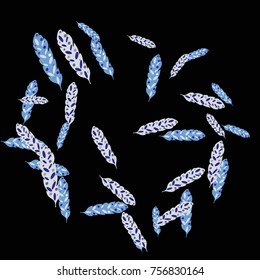 Feather Pattern, bright colorful background, cute and fun decoration. Vector illustration for celebration, party, carnival, festive holiday and Your project.