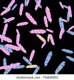 Feather Pattern, bright colorful background, cute and fun decoration. Vector illustration for celebration, party, carnival, festive holiday and Your project.