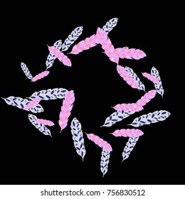 Feather Pattern, bright colorful background, cute and fun decoration. Vector illustration for celebration, party, carnival, festive holiday and Your project.